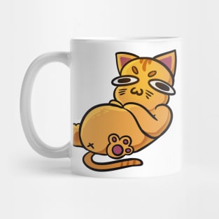 Fat, chonky, well fed funny orange cat Mug